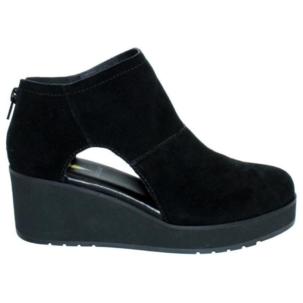 Volatile Women's Bianca Size 8.5 Wedge Heel Ankle Boots Black Leather UQ001